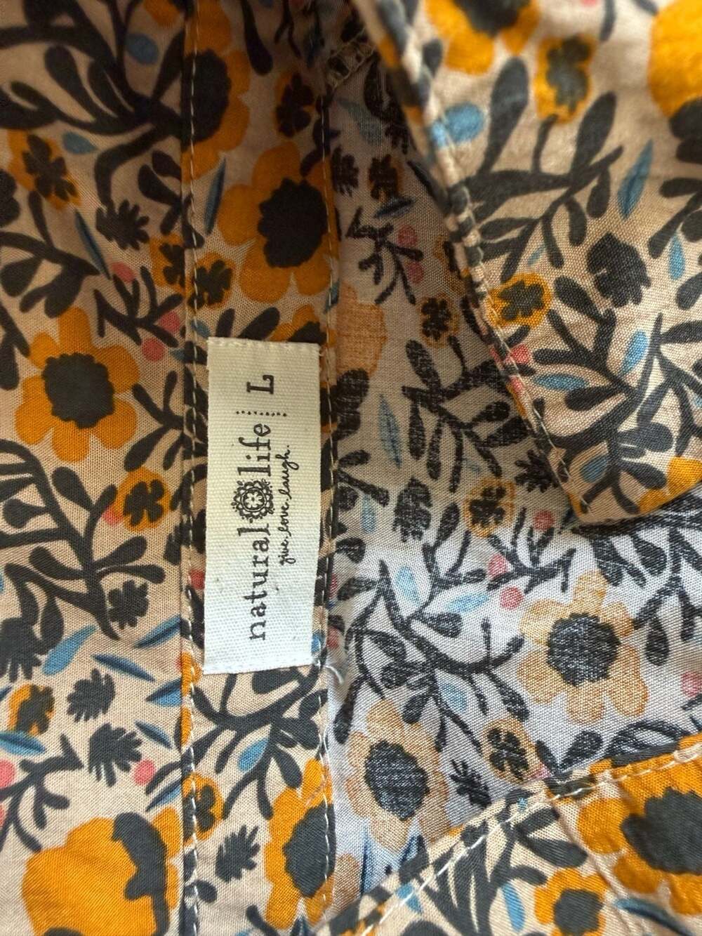 Natural Life Floral Collared Shirt Dress Tiered Midi Size Large - Picture 5 of 9